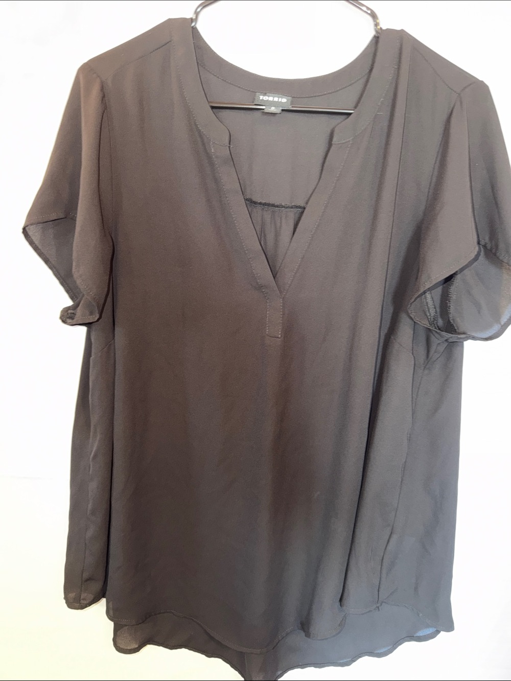 torrid black V-Neck Short Sleeve sheer Blouse